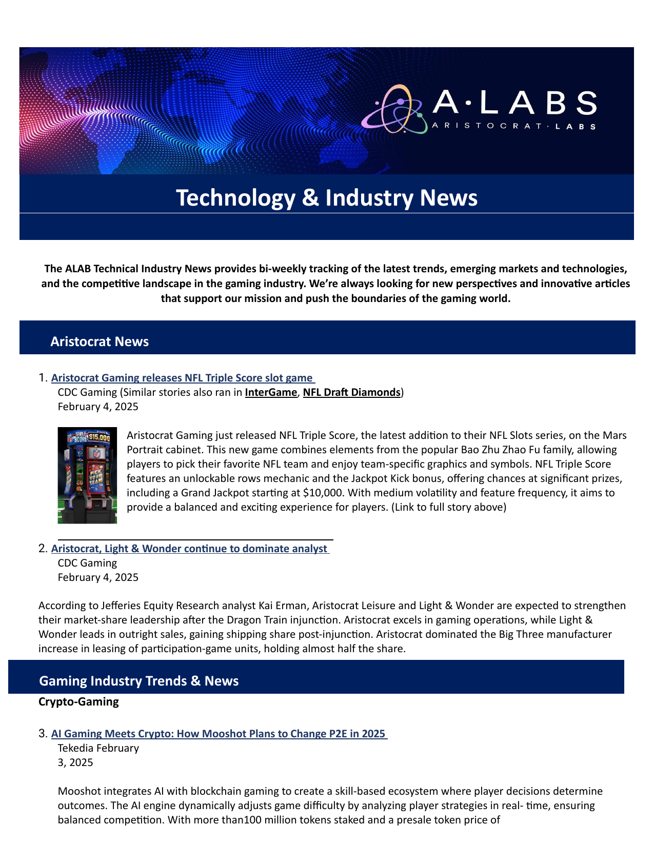 Aristocrat Technology News Brief